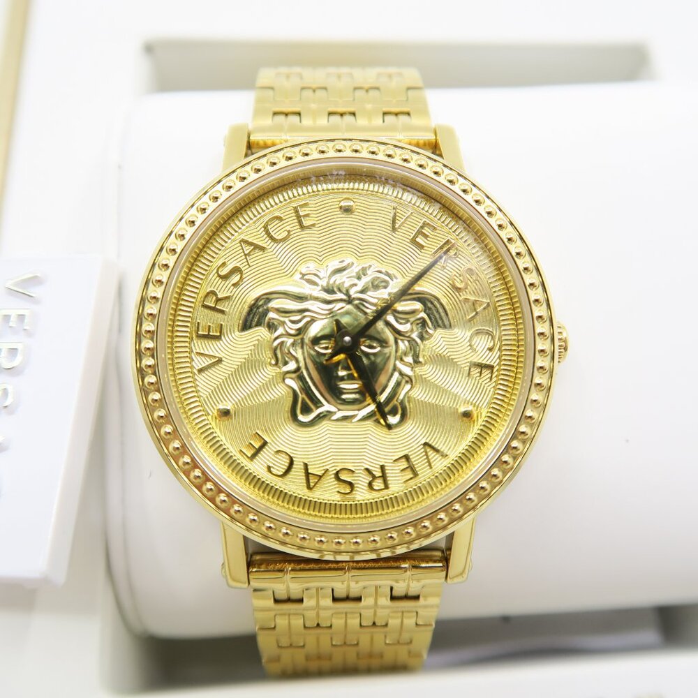 Versace VEQX01022 V-Dollar 37mm Gold Stainless Steel/Bracelet New Ladies Watch.